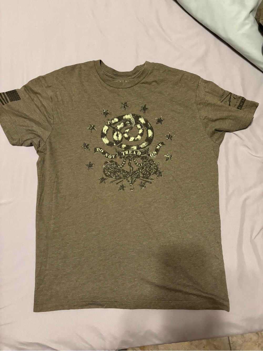 Grunt Style Olive Green Patriotic Snake Graphic Tee